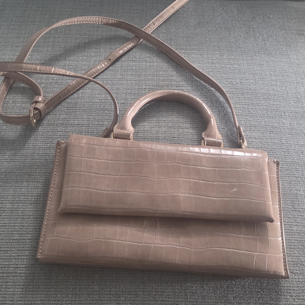 Classic Croc-Embossed Top Handle Bag in Taupe